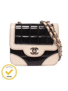 Chanel Chain Shoulder Bag Crossbody Bicolor Silver Chocolate